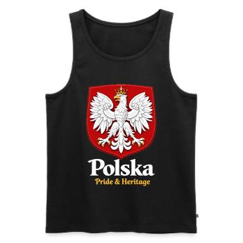 Polska Pride & Heritage – Polen Wappen T-Shirt - Männer Premium Bio Tank Top - Schwarz - Vorne - AI Model Male 178 light (178cm)