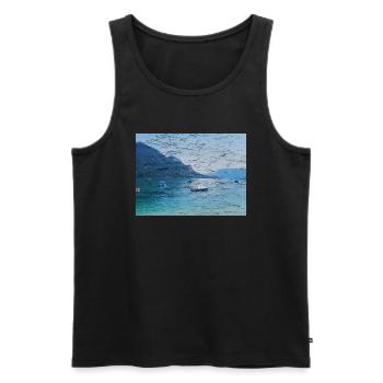 See mit Springmuster , Patina, auf Alt - Männer Premium Bio Tank Top - Schwarz - Vorne - AI Model Male 178 light (178cm)