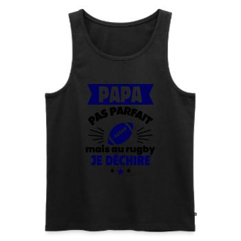 Papa pas parfait, mais au rugby je déchire - Débardeur bio Premium Homme - noir - Devant - Michal (187cm)