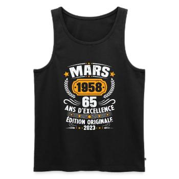 Cadeau D'anniversaire 65 Ans Mars 1958 Vintage - Débardeur bio Premium Homme - noir - Devant - Michal (187cm)