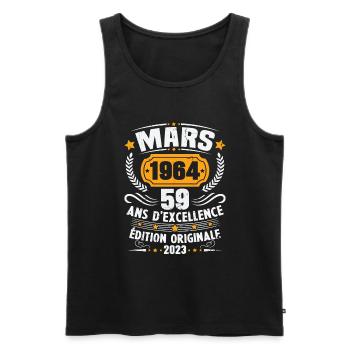 Cadeau D'anniversaire 59 Ans Mars 1964 Vintage - Débardeur bio Premium Homme - noir - Devant - Michal (187cm)