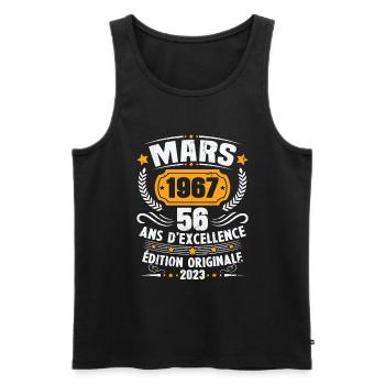 Cadeau D'anniversaire 56 Ans Mars 1967 Vintage - Débardeur bio Premium Homme - noir - Devant - Michal (187cm)