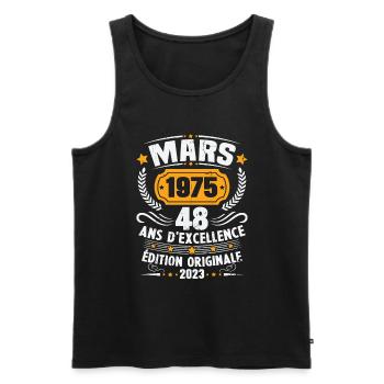 Cadeau D'anniversaire 48 Ans Mars 1975 Vintage - Débardeur bio Premium Homme - noir - Devant - Michal (187cm)