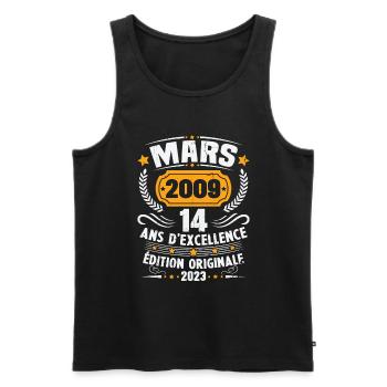 Cadeau D'anniversaire 14 Ans Mars 2009 Vintage - Débardeur bio Premium Homme - noir - Devant - Michal (187cm)