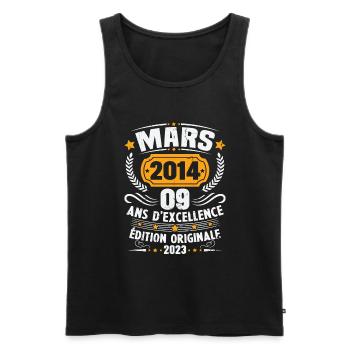 Cadeau D'anniversaire 9 Ans Mars 2014 Vintage - Débardeur bio Premium Homme - noir - Devant - Michal (187cm)