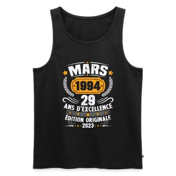 Cadeau D'anniversaire 29 Ans Mars 1994 Vintage - Débardeur bio Premium Homme - noir - Devant - Michal (187cm)