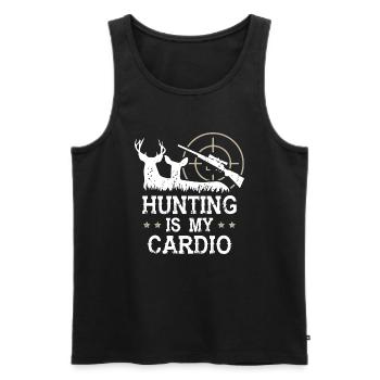 La chasse est mon cardio - Débardeur bio Premium Homme - noir - Devant - Michal (187cm)