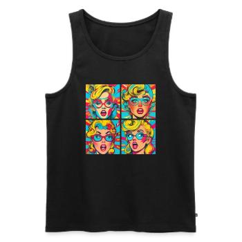 funny pop art - Débardeur bio Premium Homme - noir - Devant - AI Model Male 178 light (178cm)
