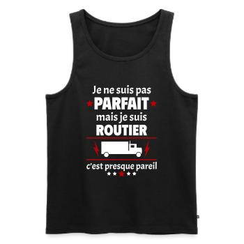 Pas parfait mais routier, fête des pères, noël - Débardeur bio Premium Homme - noir - Devant - AI Model Male 178 light (178cm)