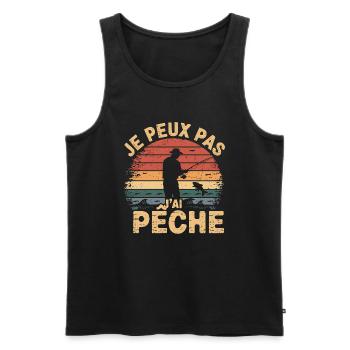 Je peux pas j ai Pêche - Débardeur bio Premium Homme - noir - Devant - Michal (187cm)