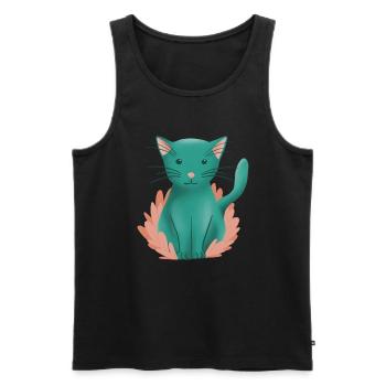 Süße Kätzchenkatze und Natur - Männer Premium Bio Tank Top - Schwarz - Vorne - Michal (187cm)