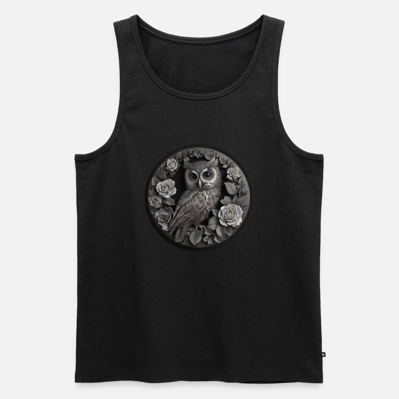 Silberne Eule - Männer Premium Bio Tank Top - Schwarz