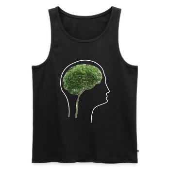 Kopf mit Baum als Gehirn - Männer Premium Bio Tank Top - Schwarz - Vorne - AI Model Male 178 light (178cm)