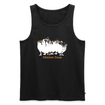 Chicken Coup - Weiße Hühner auf Schwarz - Männer Premium Bio Tank Top - Schwarz - Vorne - AI Model Male 178 light (178cm)