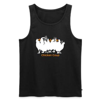 Chicken Coup - Weiße Hühner auf Schwarz - Männer Premium Bio Tank Top - Schwarz - Vorne - AI Model Male 178 light (178cm)