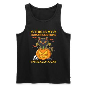 Halloween Katze Hexe - Männer Premium Bio Tank Top - Schwarz - Vorne - AI Model Male 178 light (178cm)