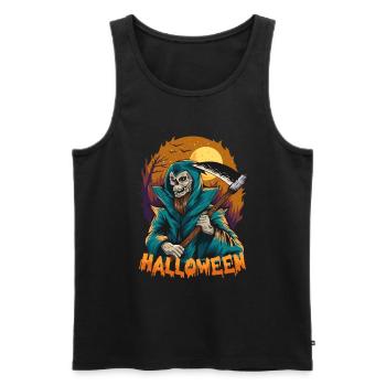 Halloween citrouille horreur - Débardeur bio Premium Homme - noir - Devant - AI Model Male 178 light (178cm)
