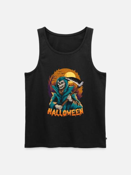 Halloween Pumpkin Horror - Men's Premium Organic Tank Top - black