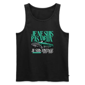 I'm not old I'm vintage - Men's Premium Organic Tank Top - black - Front - AI Model Male 178 light (178cm)