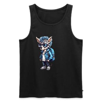 Dessin animé zébré mignon - Débardeur bio Premium Homme - noir - Devant - AI Model Male 178 light (178cm)