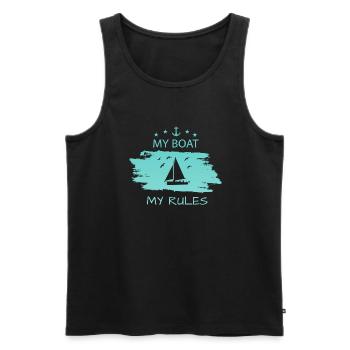 Segeln Pinselstrich My Boat türkis mit Anker - Männer Premium Bio Tank Top - Schwarz - Vorne - Michal (187cm)