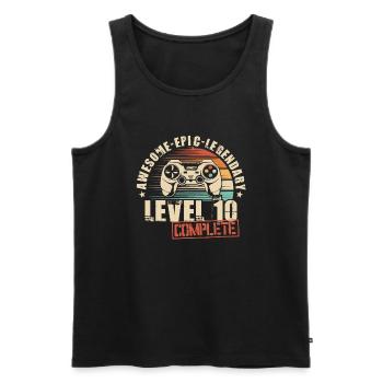 10th Birthday Gamer 10 Years Level 10 Complete - Men's Premium Organic Tank Top - black - Front - AI Model Male 178 light (178cm)