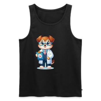Chien mignon scientifique - Débardeur bio Premium Homme - noir - Devant - Michal (187cm)