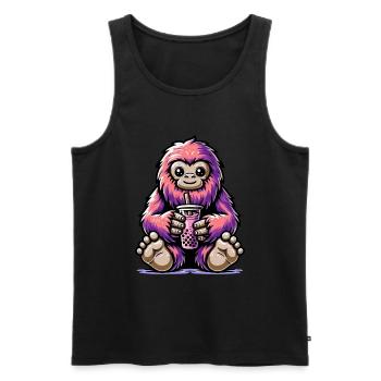 Bubble Tea Bigfoot Boba Thé Kawaii Cadeau - Débardeur bio Premium Homme - noir - Devant - AI Model Male 178 light (178cm)