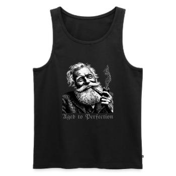 Grandpa smokes - pipe and joie de vivre - Men's Premium Organic Tank Top - black - Front - AI Model Male 178 light (178cm)