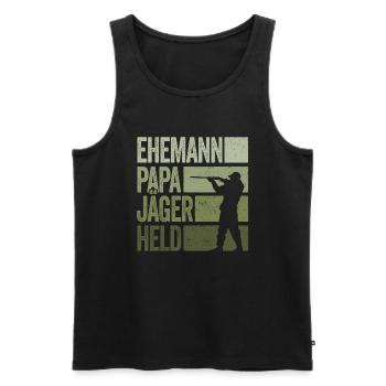 Ehemann Papa Jäger Held Rotwild Jagd Jagen Lustig - Männer Premium Bio Tank Top - Schwarz - Vorne - AI Model Male 178 light (178cm)