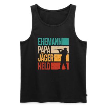 Ehemann Papa Jäger Held Rotwild Jagd Jagen Lustig - Männer Premium Bio Tank Top - Schwarz - Vorne - Michal (187cm)
