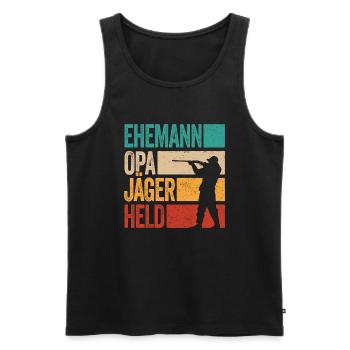 Ehemann Opa Jäger Held Rotwild Jagd Jagen Lustig - Männer Premium Bio Tank Top - Schwarz - Vorne - Michal (187cm)