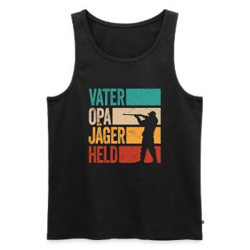 Vater Opa Jäger Held Rotwild Jagd Jagen Lustig - Männer Premium Bio Tank Top - Schwarz - Vorne - Michal (187cm)