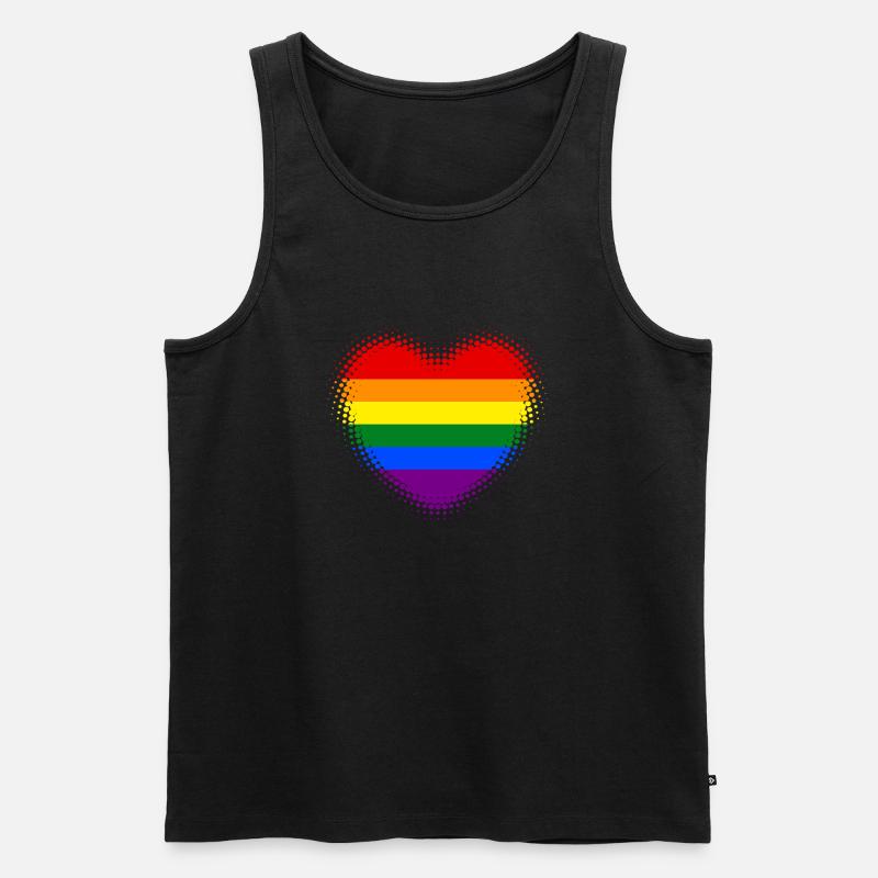 Regenbogen Herz dynamisch - Männer Premium Bio Tank Top - Schwarz