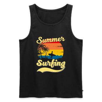 Summer Surfing Palm Beach Surfer - Männer Premium Bio Tank Top - Schwarz - Vorne - Michal (187cm)