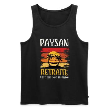 paysan retraité - Débardeur bio Premium Homme - noir - Devant - AI Model Male 178 light (178cm)