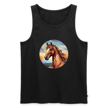 Pferd - Männer Premium Bio Tank Top - Schwarz - Vorne - AI Model Male 178 light (178cm)