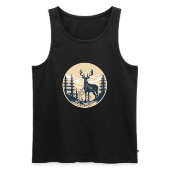 Hirsch - Männer Premium Bio Tank Top - Schwarz - Vorne - AI Model Male 178 light (178cm)