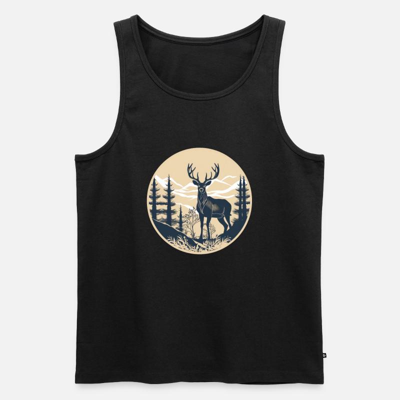 Hirsch - Männer Premium Bio Tank Top - Schwarz