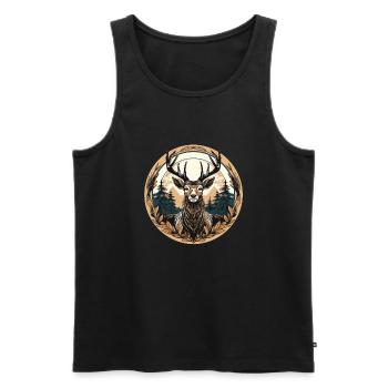 Hirsch - Männer Premium Bio Tank Top - Schwarz - Vorne - AI Model Male 178 light (178cm)