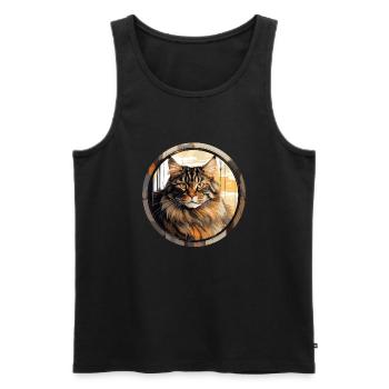 Maine Coon Katze - Männer Premium Bio Tank Top - Schwarz - Vorne - Michal (187cm)