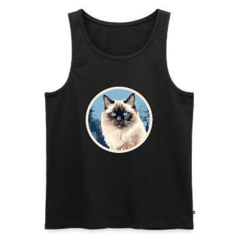Burmese Cat - Men's Premium Organic Tank Top - black - Front - Michal (187cm)