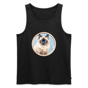 Burmese Cat - Men's Premium Organic Tank Top - black - Front - Michal (187cm)