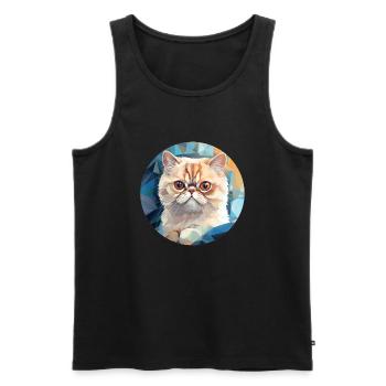 Exotische Kurzhaarkatze - Männer Premium Bio Tank Top - Schwarz - Vorne - Michal (187cm)