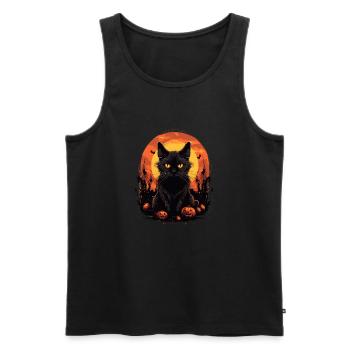 Halloween Black Cat - Men's Premium Organic Tank Top - black - Front - Michal (187cm)
