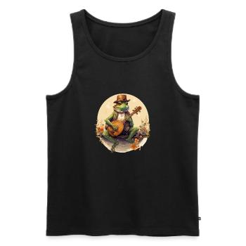 frog banjo cottagecore - Men's Premium Organic Tank Top - black - Front - AI Model Male 178 light (178cm)