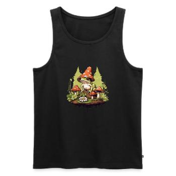 Frog cottagecore mushroom - Men's Premium Organic Tank Top - black - Front - AI Model Male 178 light (178cm)