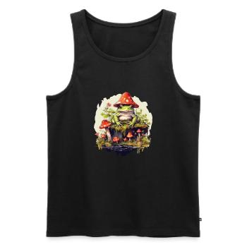 Frog Cottagecore Mushroom - Men's Premium Organic Tank Top - black - Front - AI Model Male 178 light (178cm)