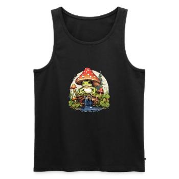 Frog Mushroom Cottagecore - Men's Premium Organic Tank Top - black - Front - AI Model Male 178 light (178cm)