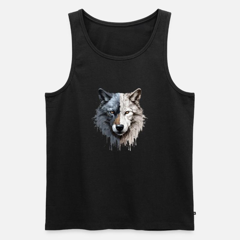 Wolf - Männer Premium Bio Tank Top - Schwarz